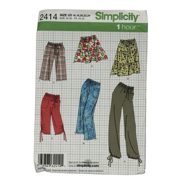 SIMPLICITY PATTERN 2414  SKIRT PANTS SHORTS  MISSES SIZES 16 18 20 22 24  UNCUT - Picture 7 of 7
